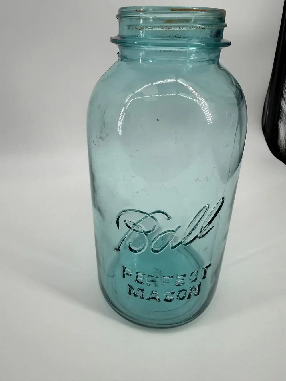 Vintage Blue Ball Perfect Mason Jar Aqua Glass 1/2 Gallon Canning Bottom Mark 5